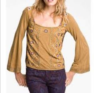 Free People L Indian Diary Beaded Top